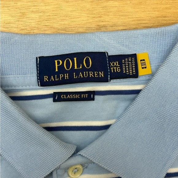 Polo Ralph Lauren Classic Fit Striped Soft Cotton Polo Light Blue Navy White XXL - Picture 4 of 11